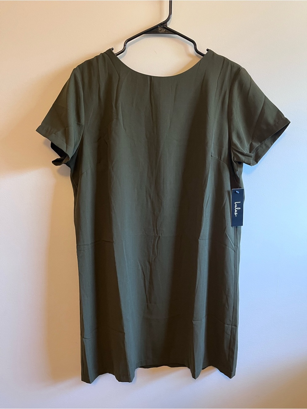 Lulu Olive Green Short Sleeve Shift Dress